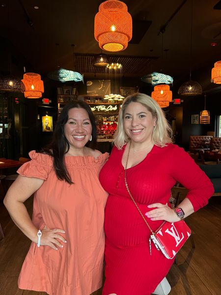 Girl’s Night Out with red sweater dress and Louis Vuitton double zip pochette bag #louisvuittob 

#LTKunder100 #LTKcurves #LTKitbag