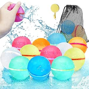 12 Pcs Reusable Water Balloons,Quick Fill Magnetic Silicone Water Ball,Self Sealing Splash Rapid ... | Amazon (CA)