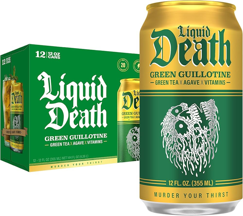 Liquid Death, Green Guillotine Iced Tea, 12-Pack (12 oz Cans), Green Tea, Low Calorie, No Artific... | Amazon (US)
