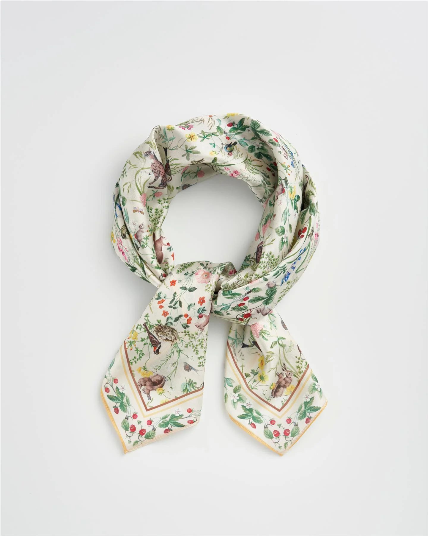 Meadow Creatures Marshmallow Yellow Square Scarf | Fable England