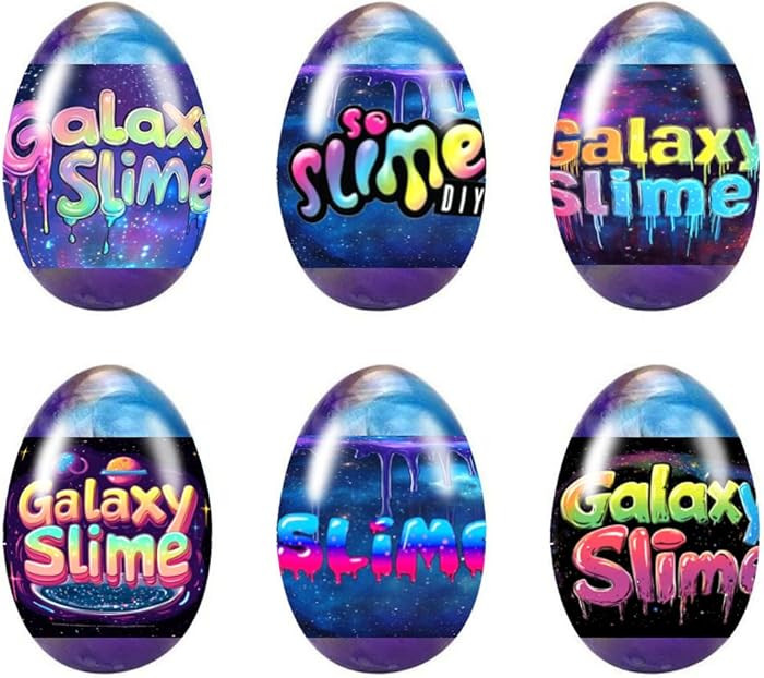 6 Pcs Easter Galaxy Slime Eggs Stress Relief Toys for Kids Boys Girls Easter Basket Stuffers Eggs... | Amazon (US)