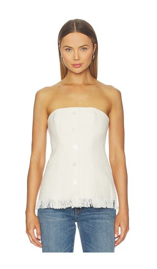 Greta Tweed Top in Cream | Revolve Clothing (Global)