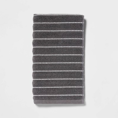 Performance Plus Hand Towel Dark Gray Striped - Threshold™: Cotton-Polyester Blend, Fade-Resistant, Terry Construction | Target