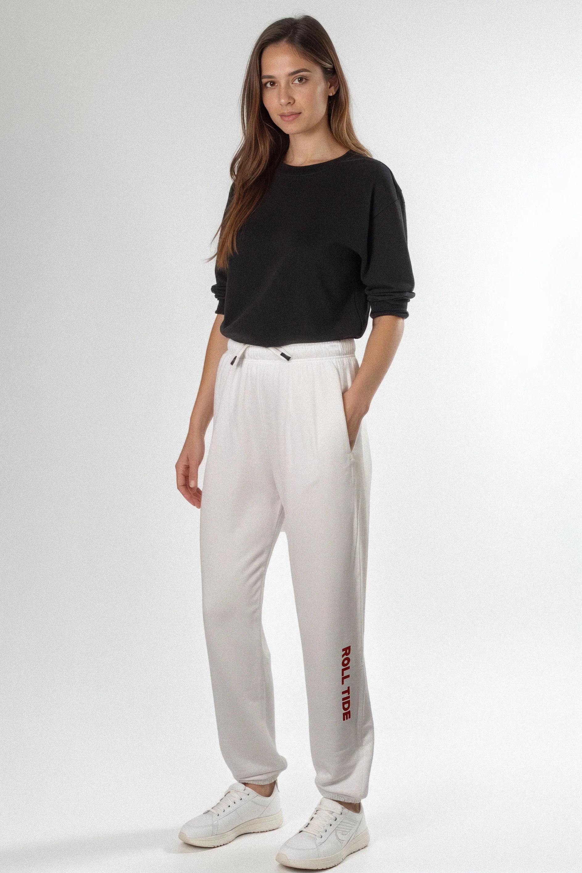 Roll Tide Softest Fleece Jogger in White | Yea Alabama