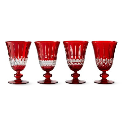 Wilshire Jewel Cut Red Mixed Goblets, Set of 4 | Williams-Sonoma