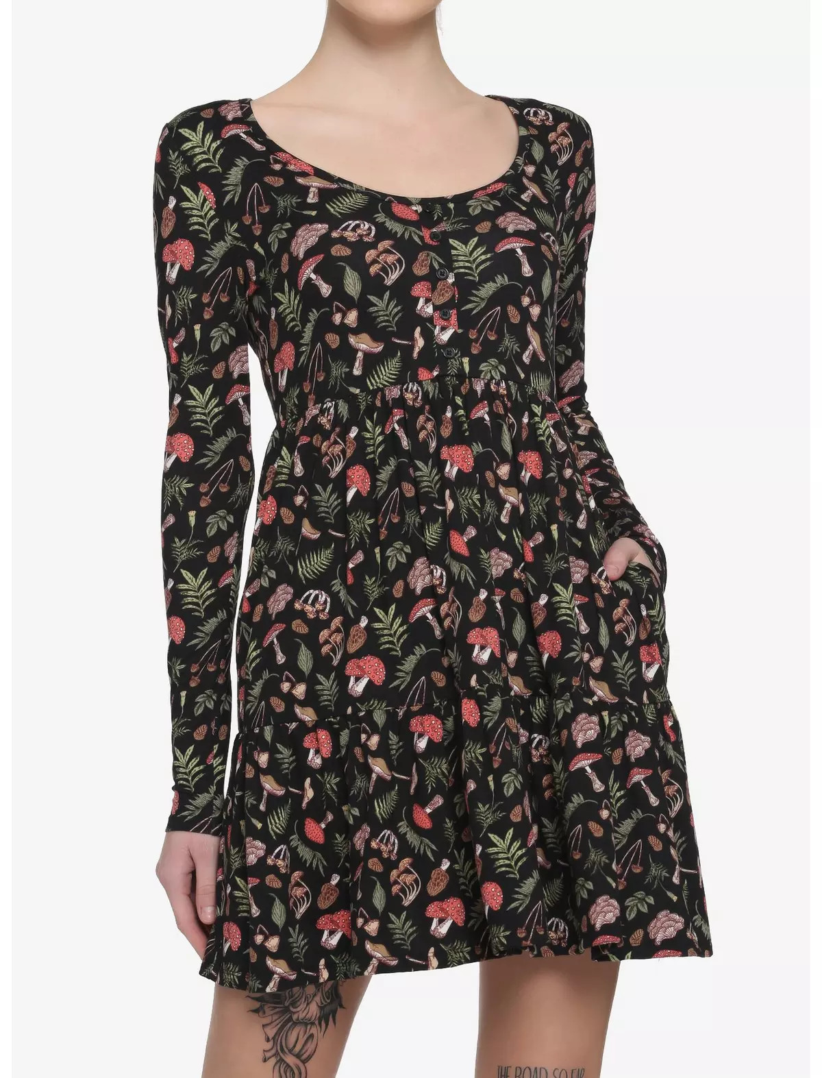 Woodland Mushroom Tiered Long-Sleeve Dress | Hot Topic