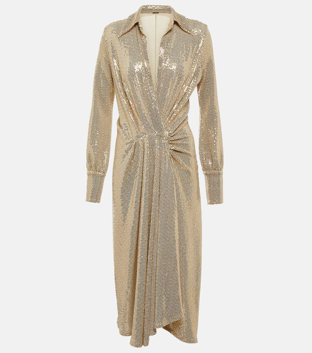 Joelle sequined gathered midi dress | Mytheresa (UK)
