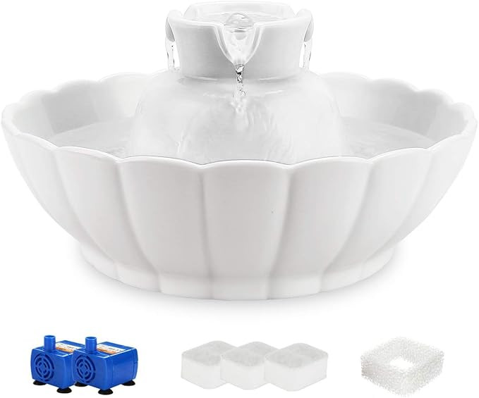 iPettie Tritone Ceramic Pet Drinking Fountain丨Ultra Quiet, Way Better Than Plastic丨Water Foun... | Amazon (US)