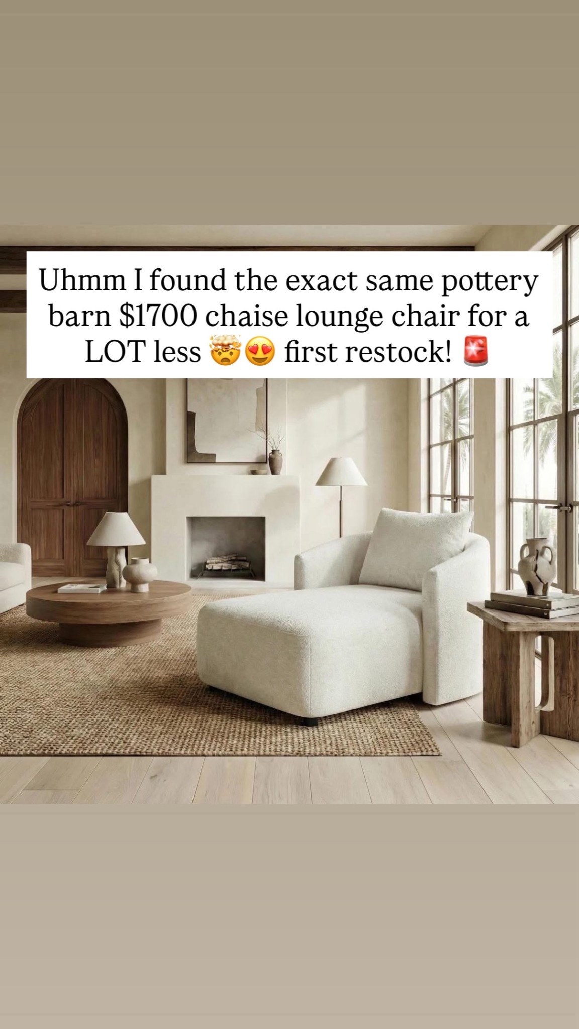 Uhmm I found the exact same pottery barn $1700 chaise lounge chair for a LOT less 🤯😍 first restock! 🚨

#LTKHome #LTKSaleAlert