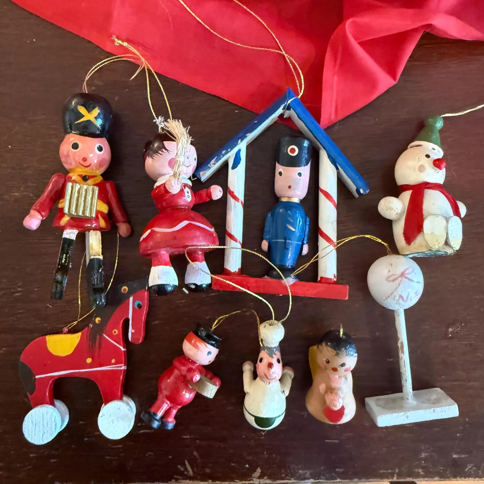 Vintage Wood Christmas Ornaments - Set of 9 - Horse, Chef, Soldier, Streetlight, Snowman, Others ... | Etsy (US)