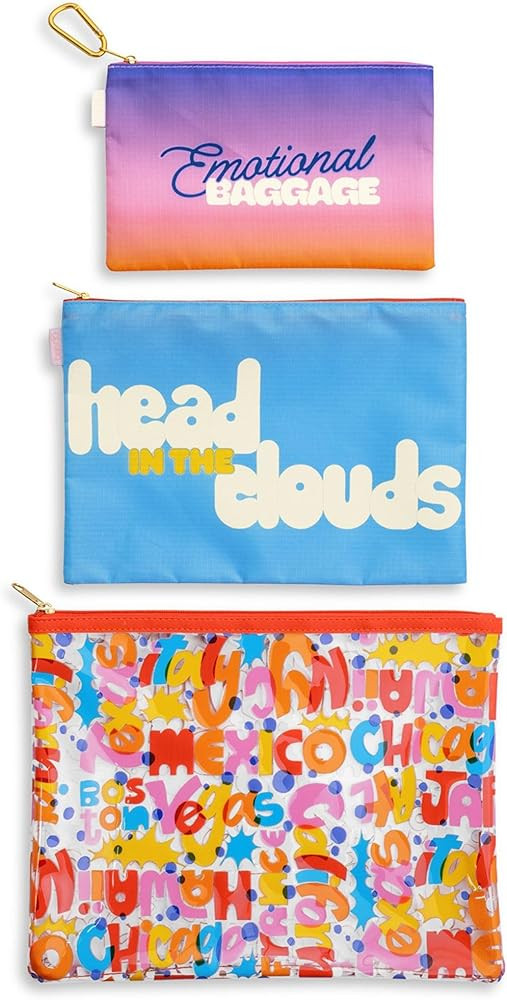 ban.do Travel Bags Carryall Trio, Nylon Bag Set, Waterproof Bag, 3 Zip Pouches for Pencils, Toile... | Amazon (US)