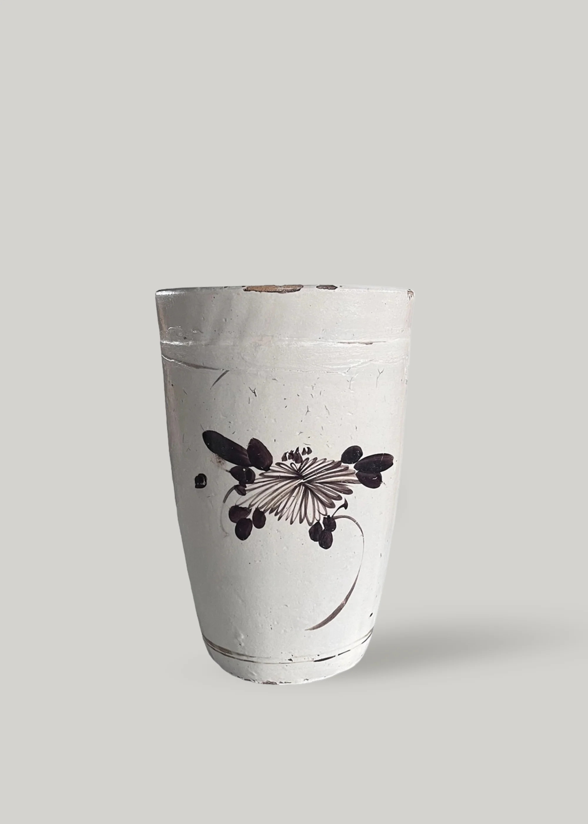 Painted and Glazed Handmade Clay Flower Pot in White - 14" | Afloral