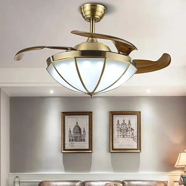 Theisen 4 - Blade LED Chandelier Ceiling Fan with Remote Control and Light Kit Included | Wayfair North America