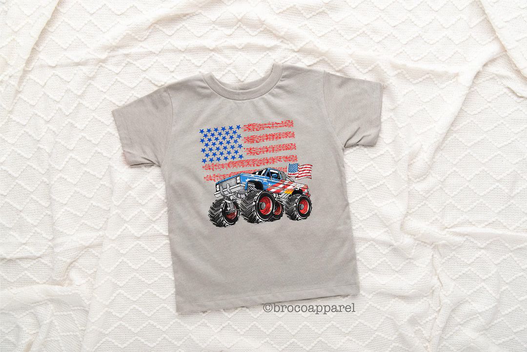 Boys 4th of July Shirt, Monster Truck Shirt, July 4th Shirt, Kids Truck Shirt, Patriotic Kids Shi... | Etsy (US)