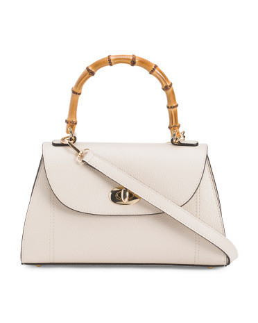 Leather Satchel With Turn Lock Closure for Women | Leather/Metal | Marshalls