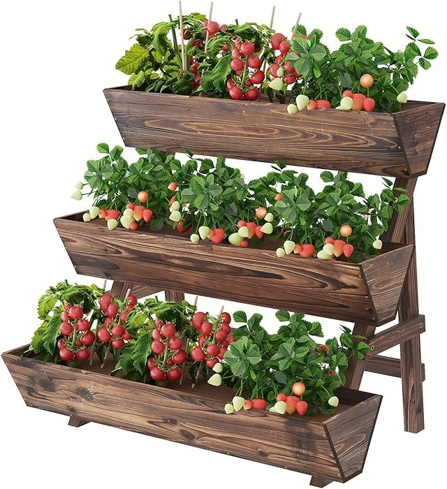 3-Tier Wooden Vertical Raised Garden Bed with Legs, Tiered Planter Box, Vertical Garden Planter,W... | Amazon (US)