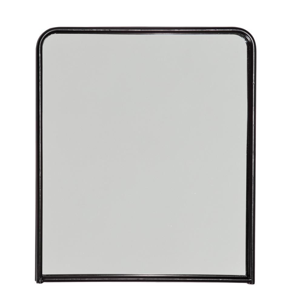 Fetco 20.75 in. x 17.75 in. Modern Rectangle Framed Brice Modern Black Rimmed Accent Mirror | The Home Depot