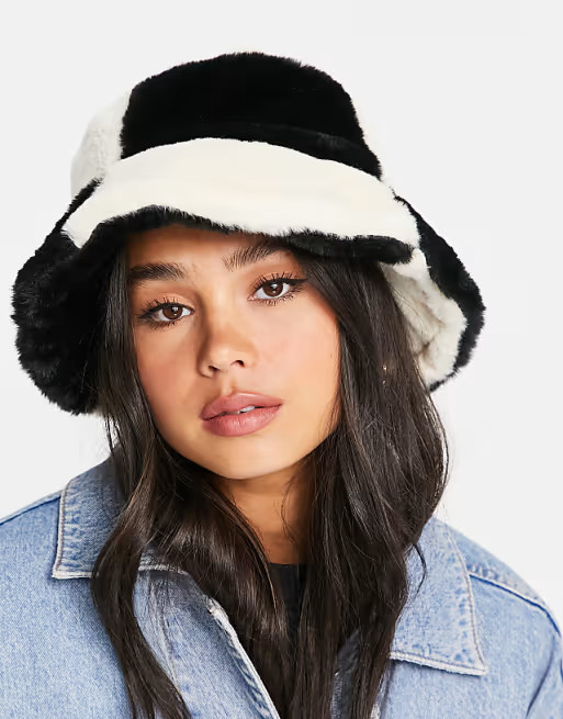 ASOS DESIGN colour block roll back bucket hat in black and white | ASOS | ASOS (Global)