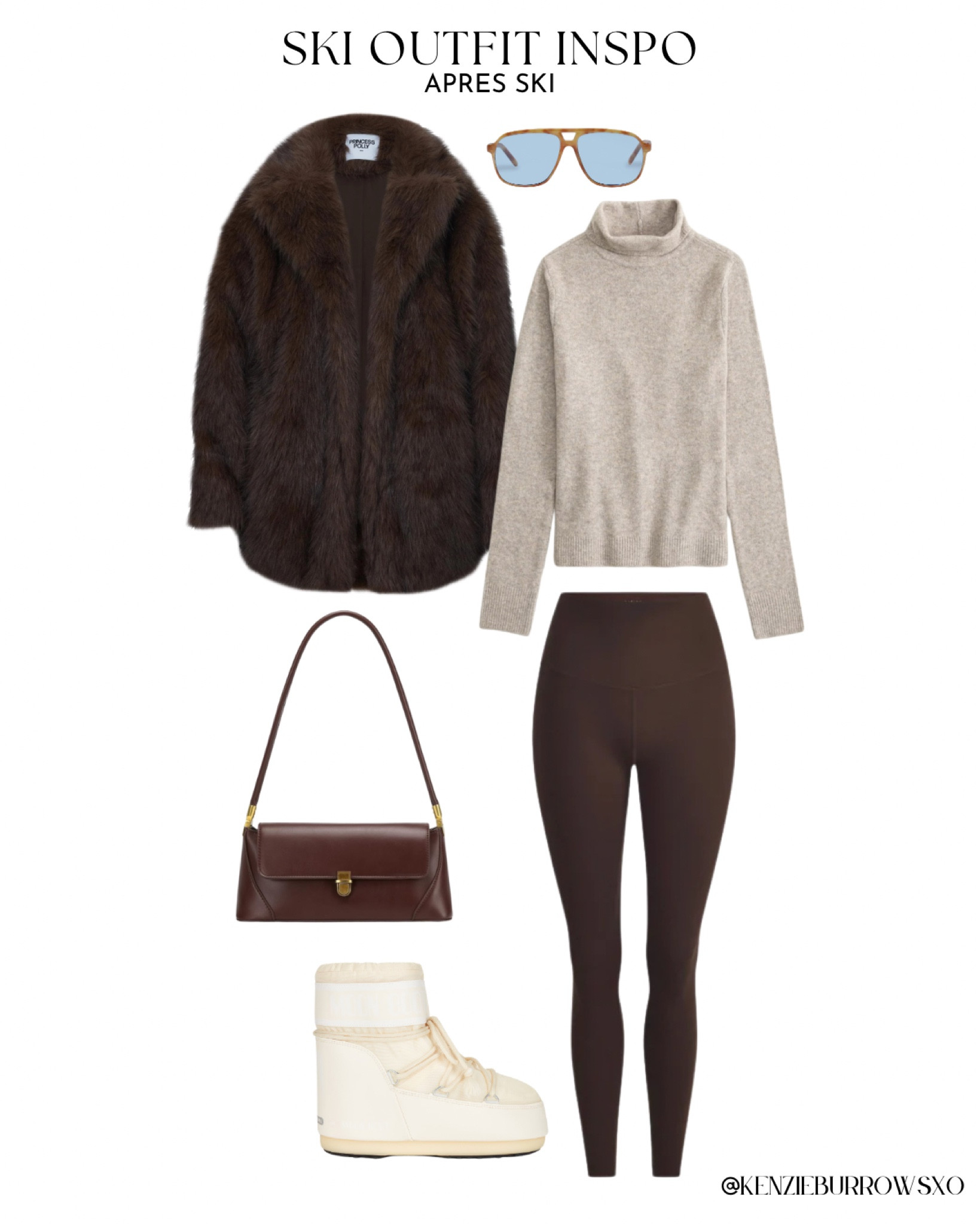 Winter style 
Apres ski outfit 
Mountain outfit 
Winter vacation style 
Moon boots outfit 
Brown outfit 
Chocolate brown fur coat 