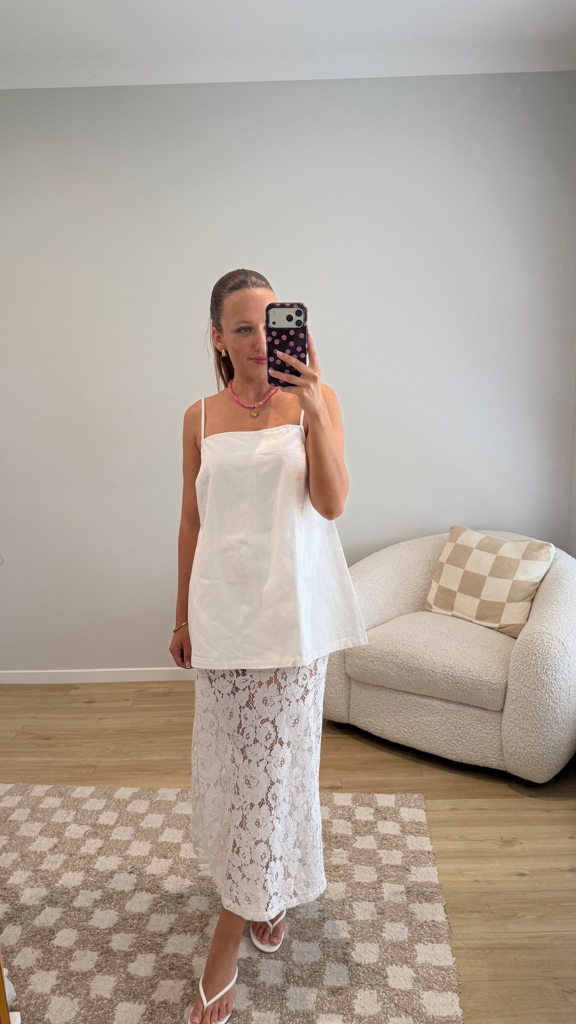 I wesr size 8 in the top
I wear size 10 in the skirt