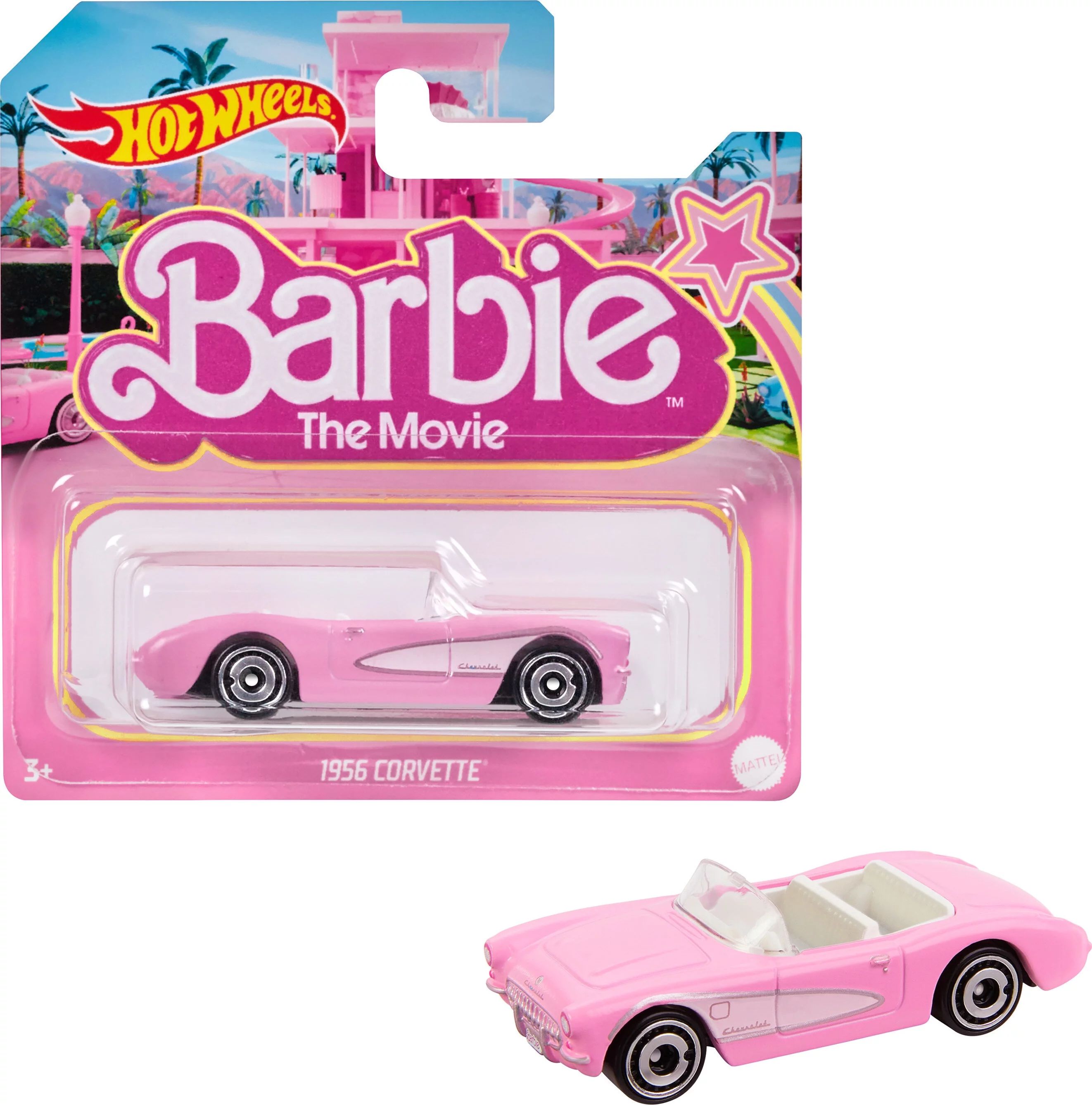 Hot Wheels Barbie Car, Die-Cast Pink Corvette in 1:64 Scale from Barbie The Movie | Walmart (US)