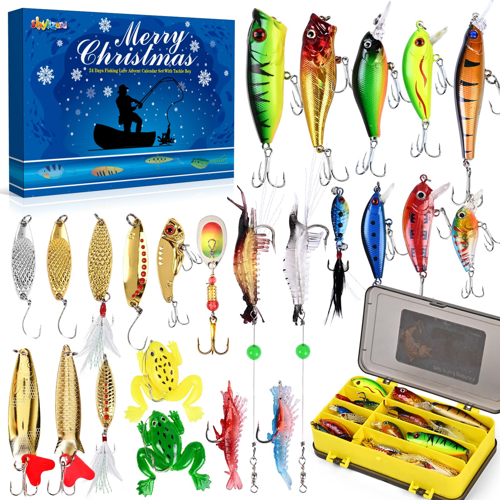 Fishing Advent Calendar 2025, 24 Days of Christmas Countdown Advent Calendar with Fishing Lures S... | Amazon (US)
