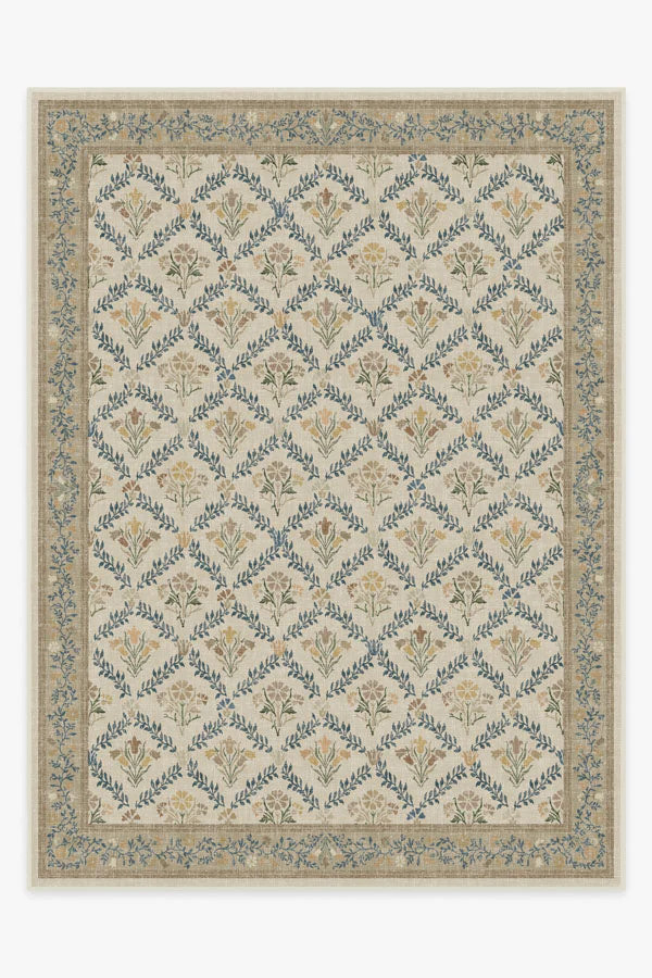 Bellflowers Ivory & Gold Rug | Ruggable