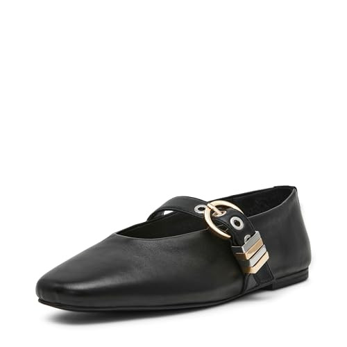 Steve Madden Women's Lucia Ballet Flat, Black Leather, 9.5 | Amazon (US)