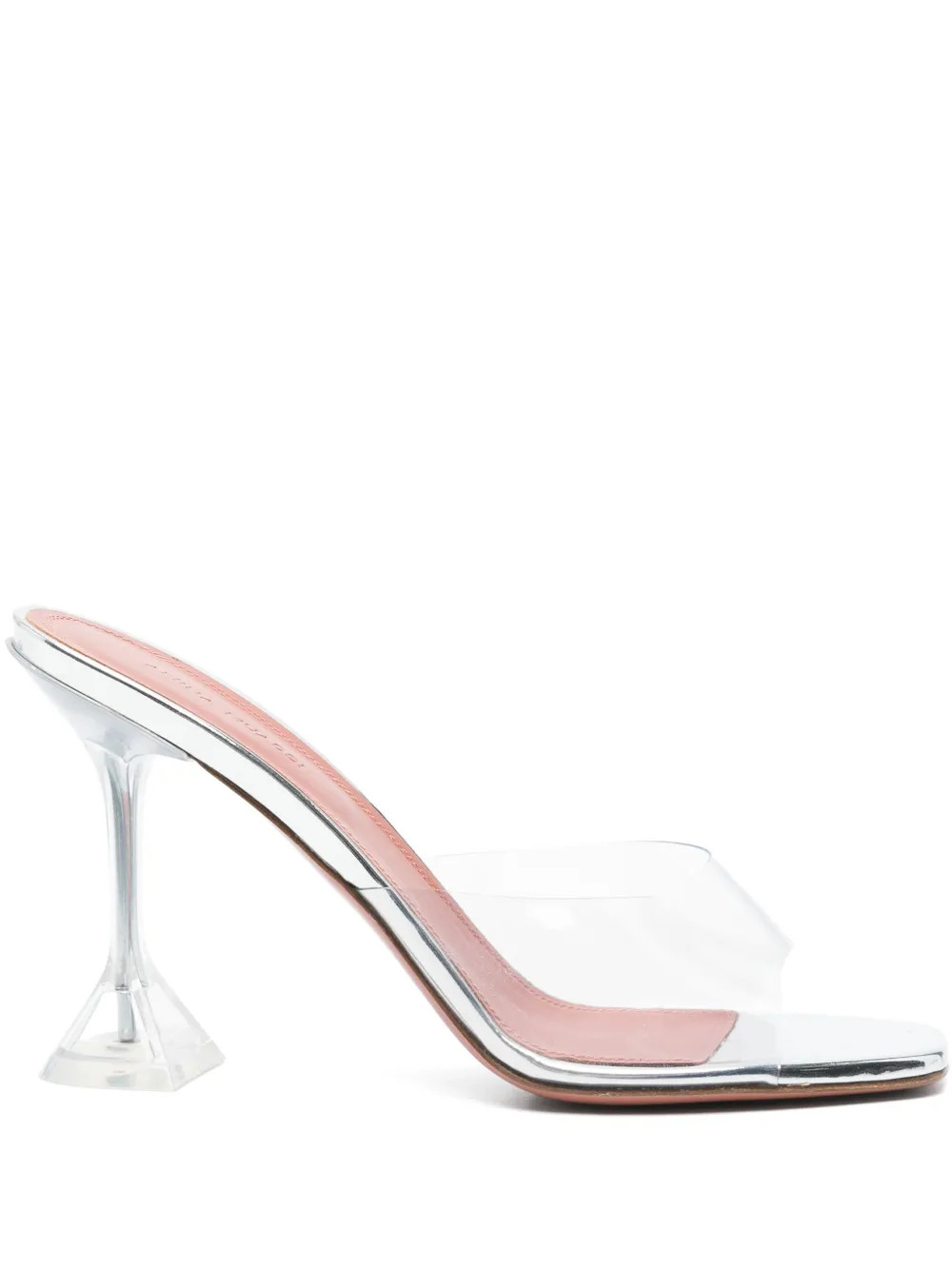 Amina Muaddi 105mm Lupita Glass Mules | White | FARFETCH | Farfetch Global