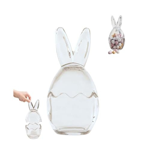 Easter Decorations - Easter Bunny Ears Glass Storage Jars,Easter Glass Jar with Lid, Mini Egg Jar,Glass Egg Cup Clear Container,Candy Jar for Easter Party Tea Cookie Table Candy, Treats Decor | Amazon (US)