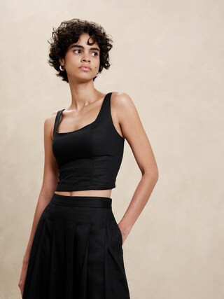 Linen-Blend Cropped Bustier | Banana Republic Factory