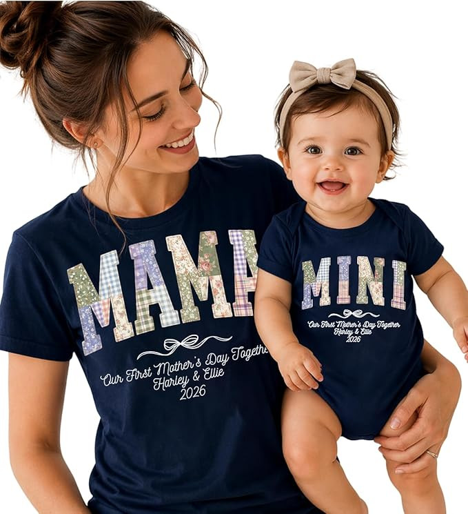 LOVELYPOD Personalised Matching Our First Mother's Day 2026 Shirt, First for New Mom, Mama and Me... | Amazon (US)