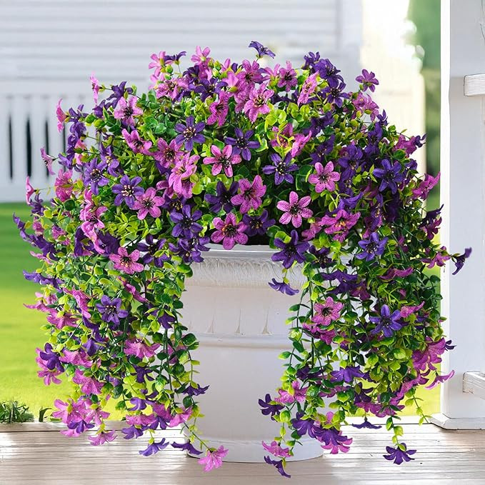 Artificial Hanging Flowers Plants for Outdoor Spring Decoration, 2 PCS Fake Silk Daisy Planter UV... | Amazon (US)