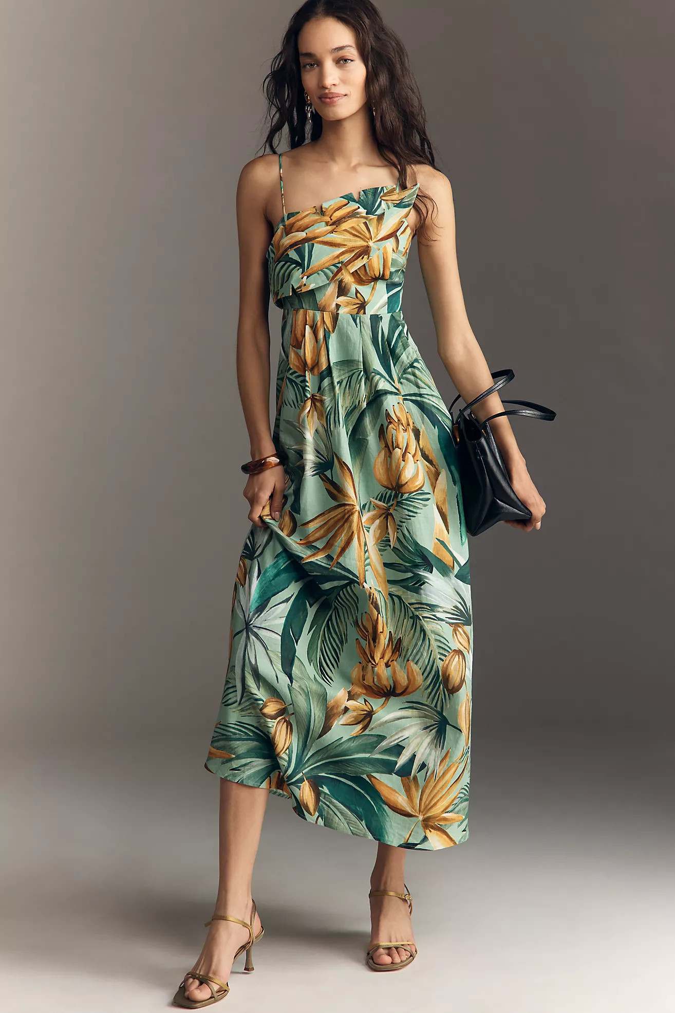 Farm Rio x Anthropologie Asymmetric Linen Blend Dress | Anthropologie (US)