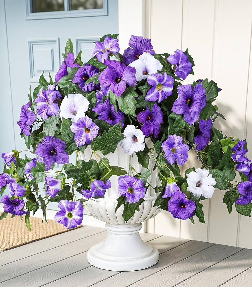 HyeFlora Artificial Flowers for Outdoors 2PCS Faux Petunias Silk Fake Flowers for Outside Planter... | Amazon (US)