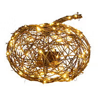 13IN Pumpkin Wicker Led Bronze | The Container Store