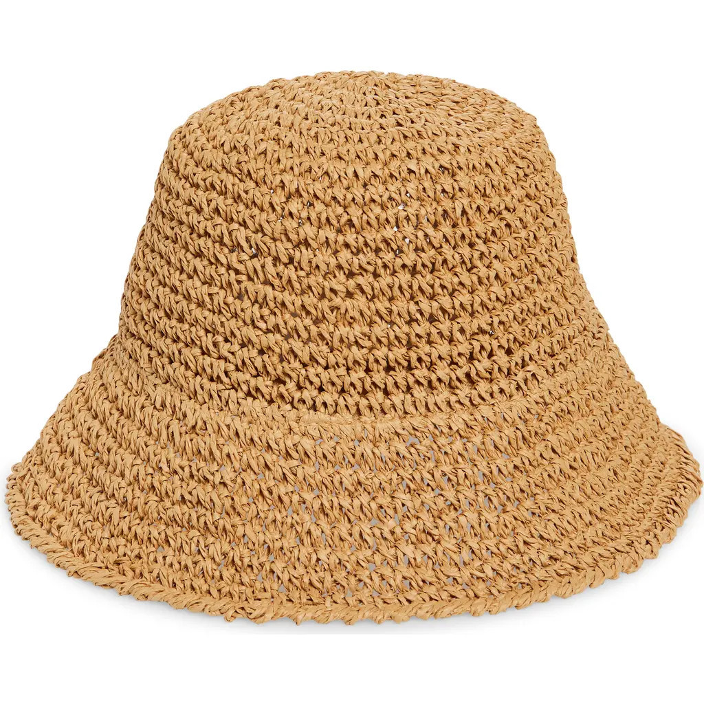 BP. Crochet Stitch Straw Bucket Hat in Natural at Nordstrom | Nordstrom