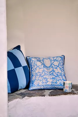 Kenia Embroidered Floral Indoor/Outdoor Pillow | Anthropologie (US)