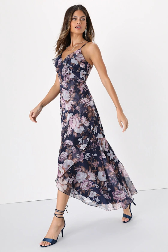 Navy Blue Floral Dress | summer wedding guest dress summer wedding guest dresses summer dress 2023 | Lulus (US)