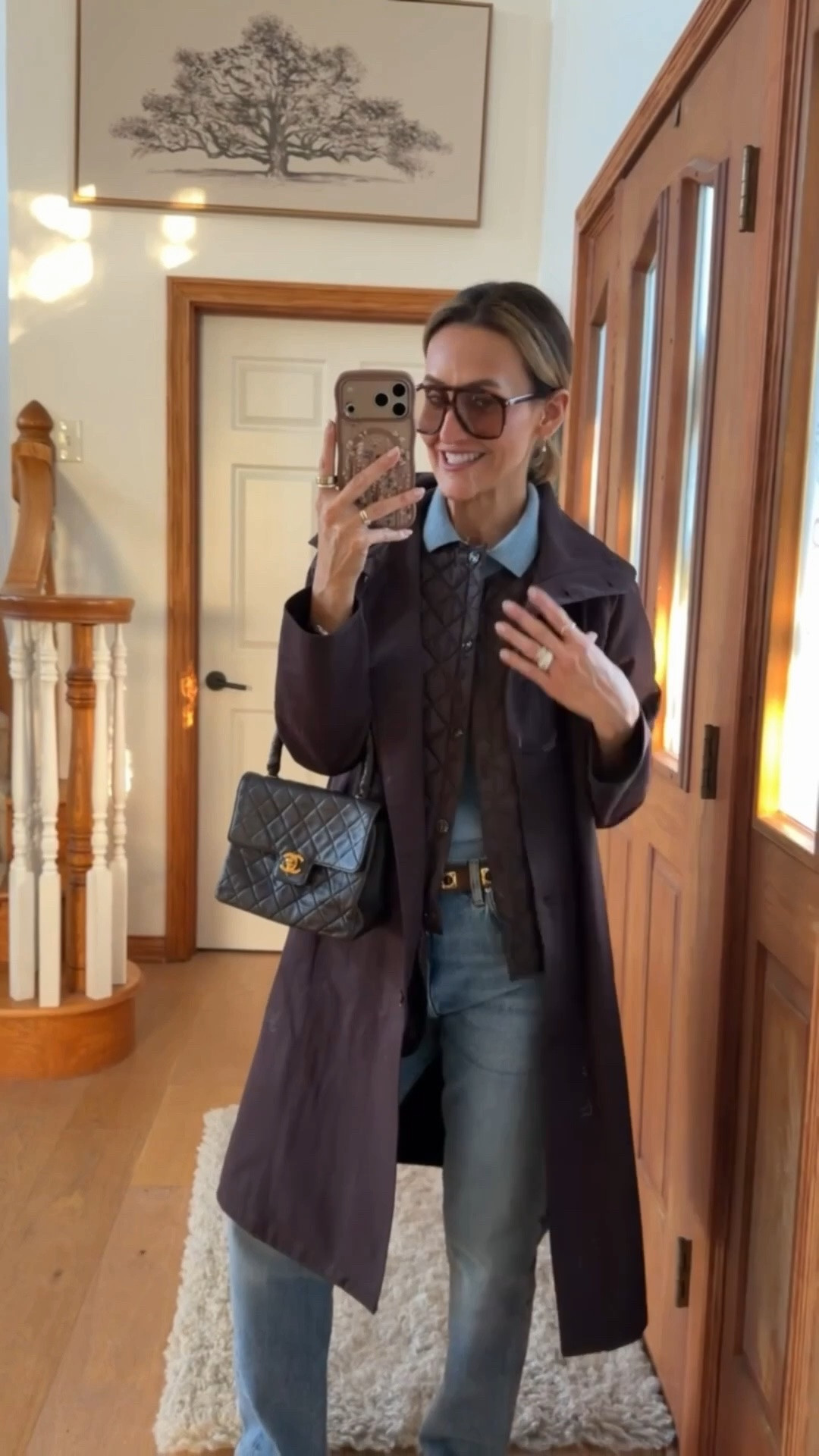 Chocolate brown trench, I’m loving for the transitional weather. Perfect for Euro travels and fall weather.