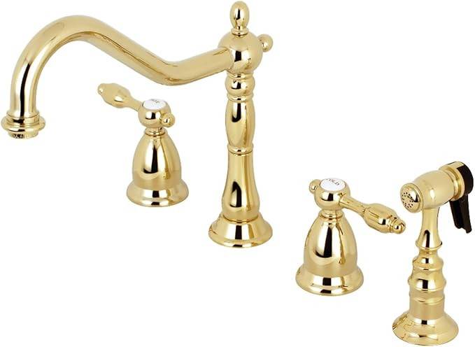 Kingston Brass KS1792TALBS Widespread Kitchen Faucet, Polished Brass | Amazon (US)