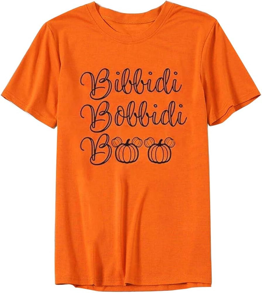 Women' s Bibbidi Bobbidi Boo Halloween Pumpkin T-Shirt Cute Girl's Graphic Shirts Funny Tops | Amazon (US)