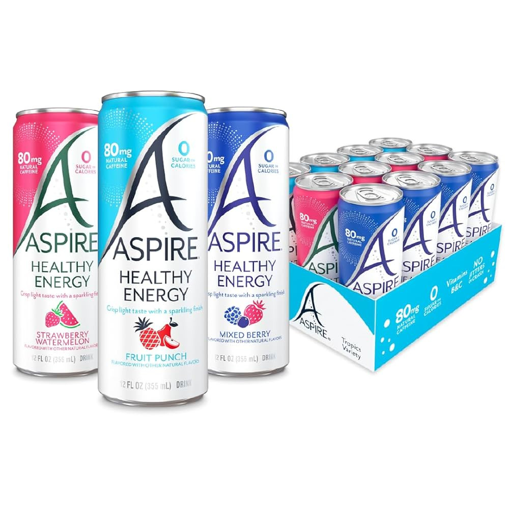 ASPIRE® The Fan Favorite Variety Pack, Healthy Energy Drink 80mg Natural Caffeine, Zero Sugar No... | Amazon (US)