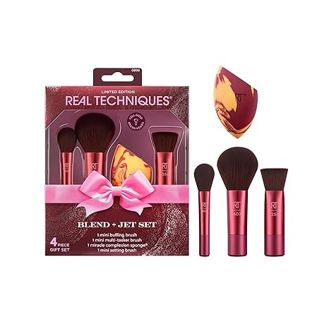 Real Techniques Blend + Jet Set Travel Makeup Brush & Sponge Set, 4 Piece Mini Holiday Gift Set f... | Amazon (US)