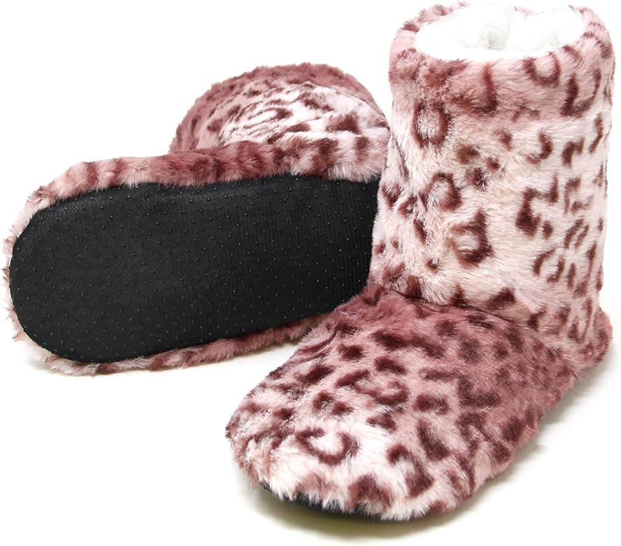 Women Cozy Soft Fleece Lined House Indoor Winter Bootie Slippers Rubber Ball Soles | Amazon (US)