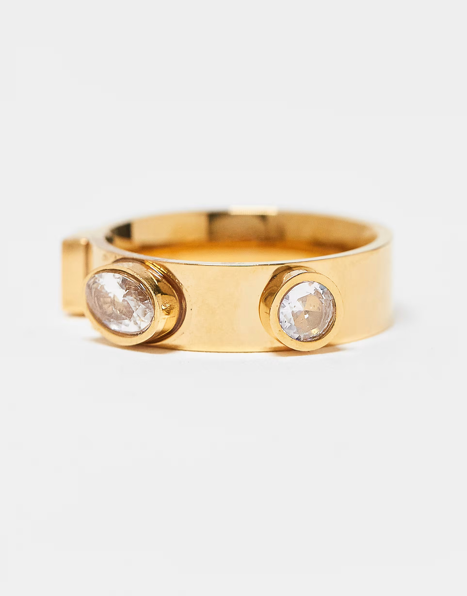 Topshop Sadie stainless steel ring with semi precious clear gems | ASOS (Global)