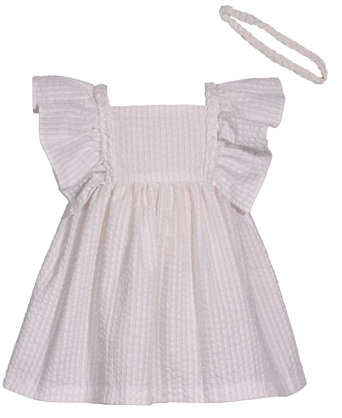 Bonnie Baby Baby Girls Flutter Sleeve Seersucker Dress - White | Macy's