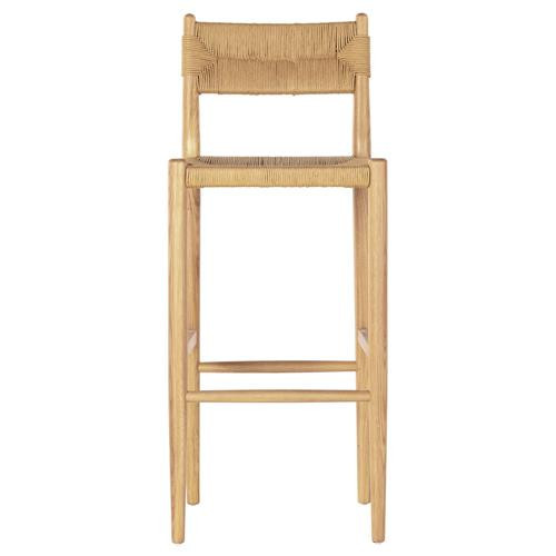 Callaghan Coastal Beach Natural Oak Woven Rope Bar Stool | Kathy Kuo Home