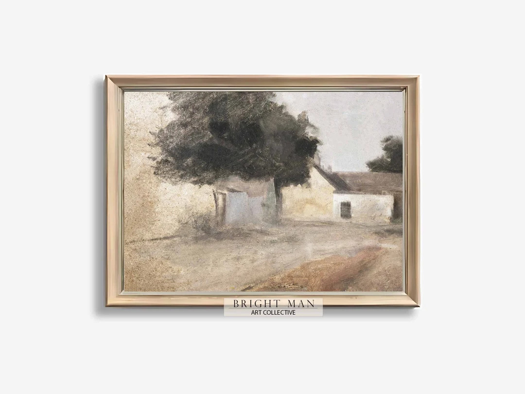 Vintage Country Landscape Painting: Rustic Farmhouse Art (Digital Download)P522 | Etsy (US)