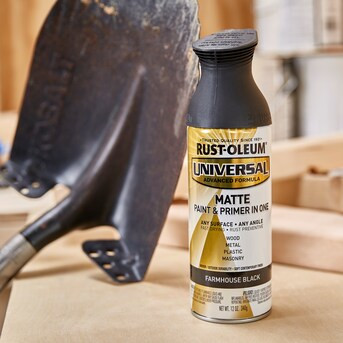 Rust-Oleum  Universal Matte Farmhouse Black Spray Paint and Primer In One (NET WT. 12-oz) | Lowe's